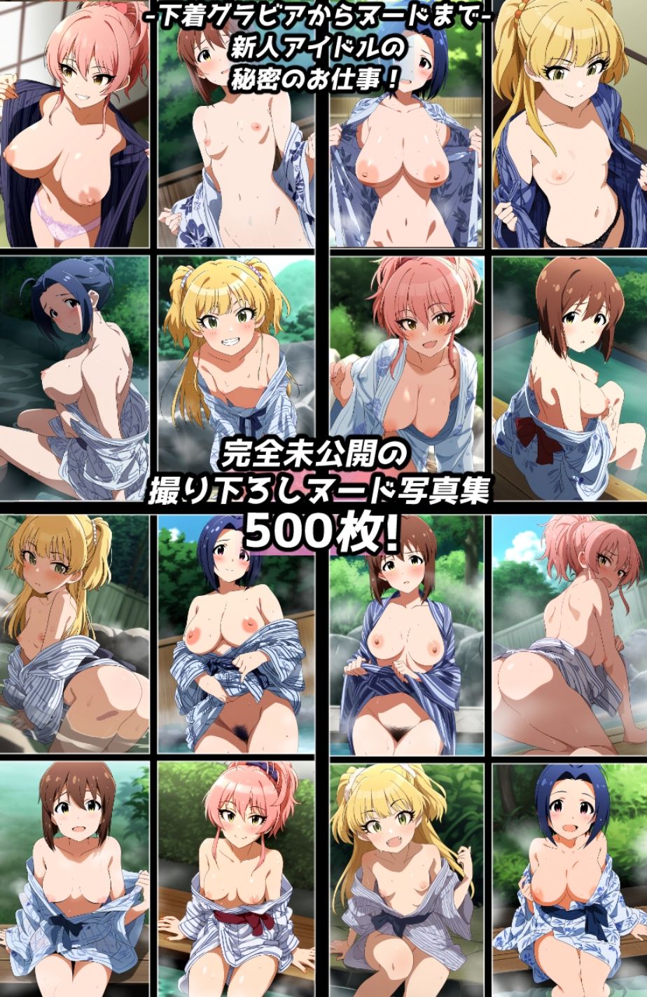 濡れ透け＆半脱ぎフェチ特化 2010年代アニメ作画特集 アイドル温泉撮影会 その4 -500枚を撮影-
