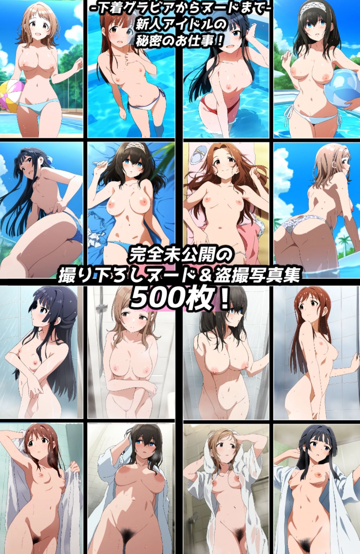 濡れ透け＆盗撮フェチ特化 2010年代アニメ作画特集 アイドルたちのプール撮影会/シャワー盗撮 その5 -500枚を撮影-