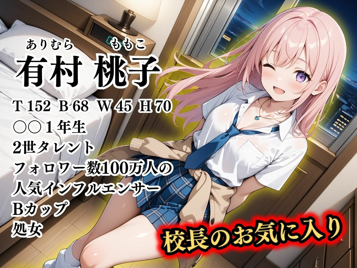 ※期間限定割引中【4Kイラスト】1万3000人の生徒を抱いた校長による有村桃子への性指導（マイルーム編）