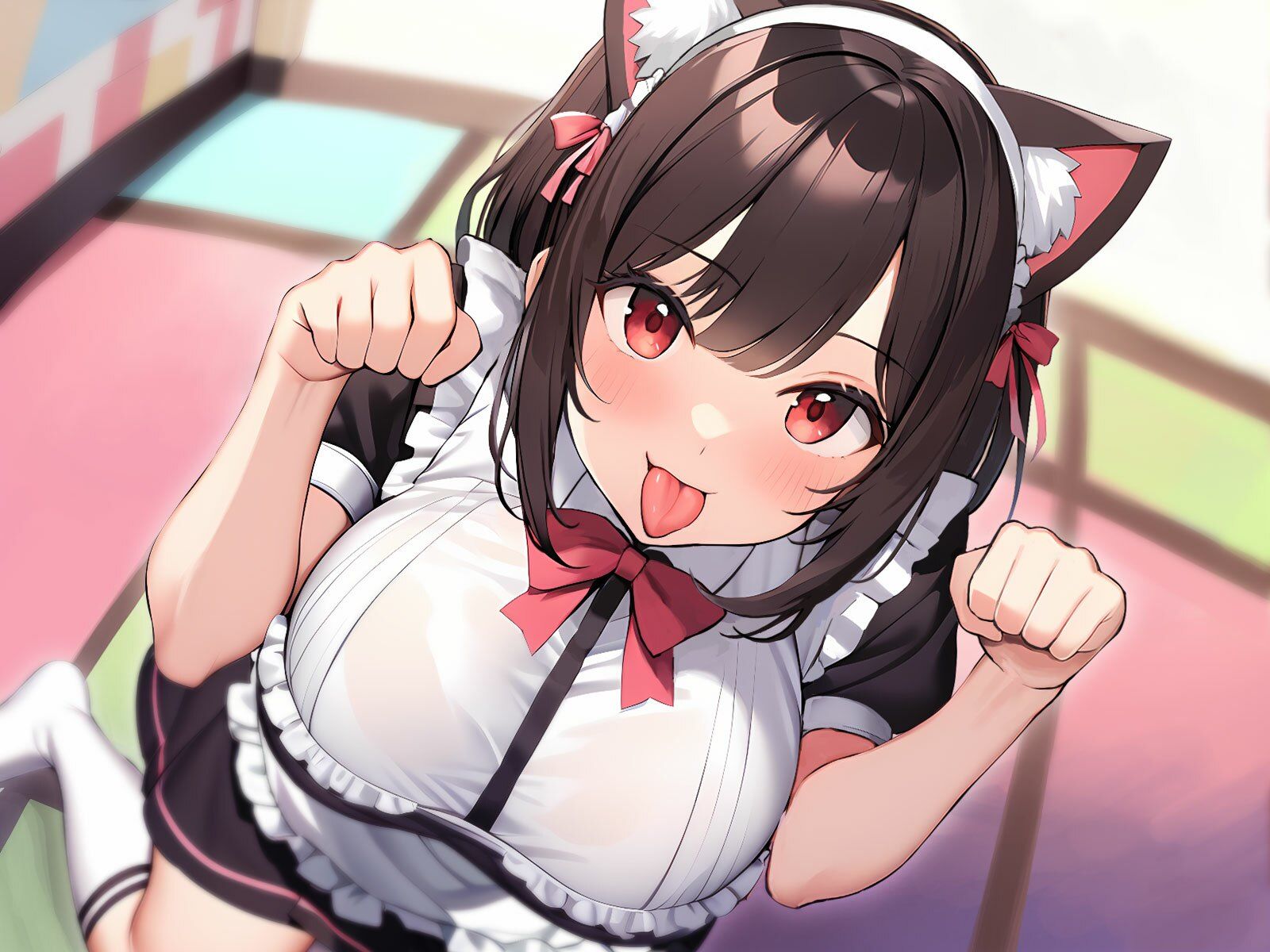 猫耳カフェの爆乳看板娘はご主人様の全身チロチロ舐め回すヌレヌレ変態メイド〜発情して止まらない好き好きご奉仕えっち〜