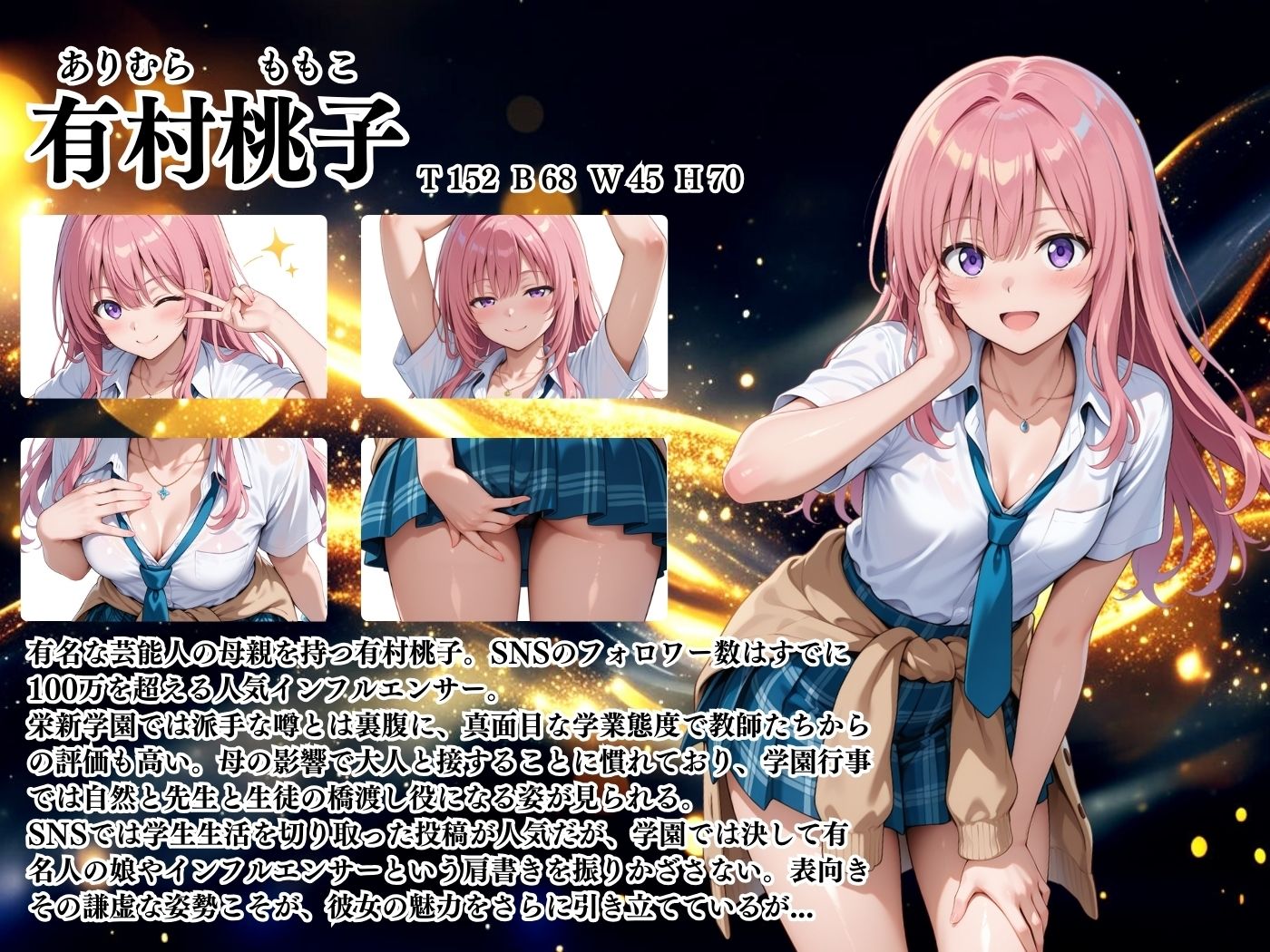 【4Kイラスト】1万3000人の生徒を抱いた校長による有村桃子への性指導（トイレ自慰編）