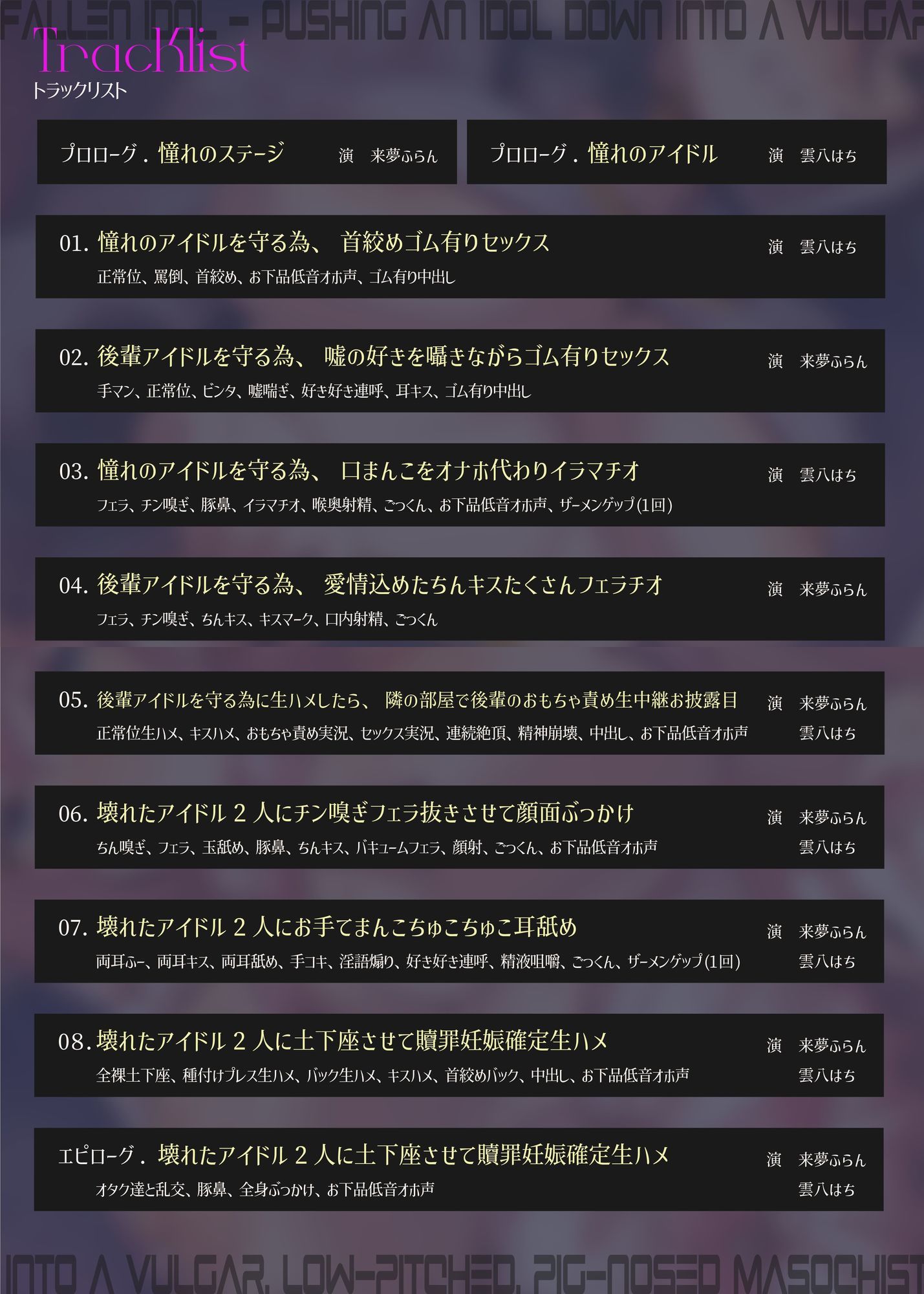 【28日間限定40％OFF＆差分付き】【完全男性上位】堕ちた偶像〜アイドルを下品な低音オホ豚鼻マゾメスへ突き墜とす【KU100】