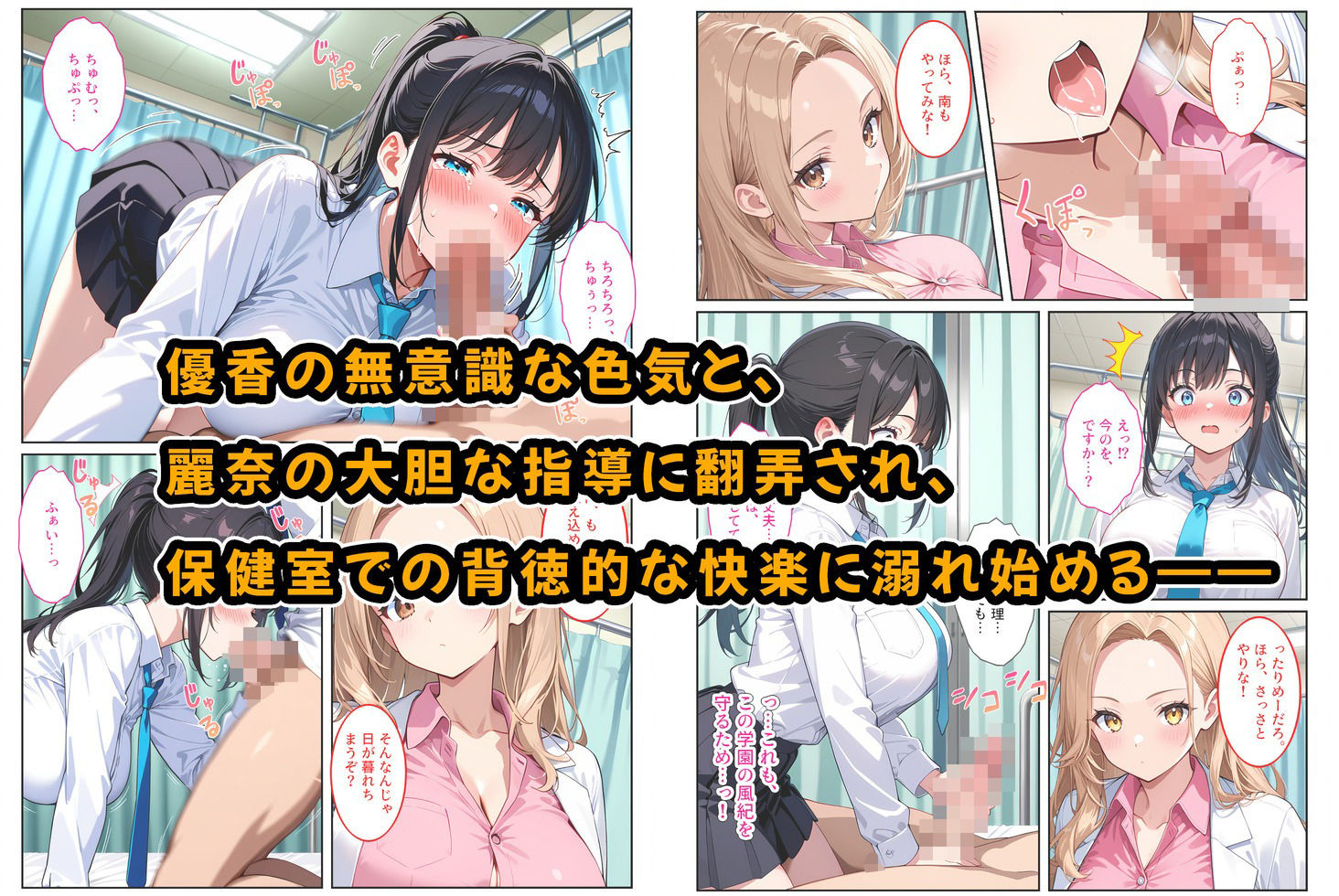 快楽に目覚めた無垢な爆乳風紀委員長とドMなギャル保健医に射精管理されています！