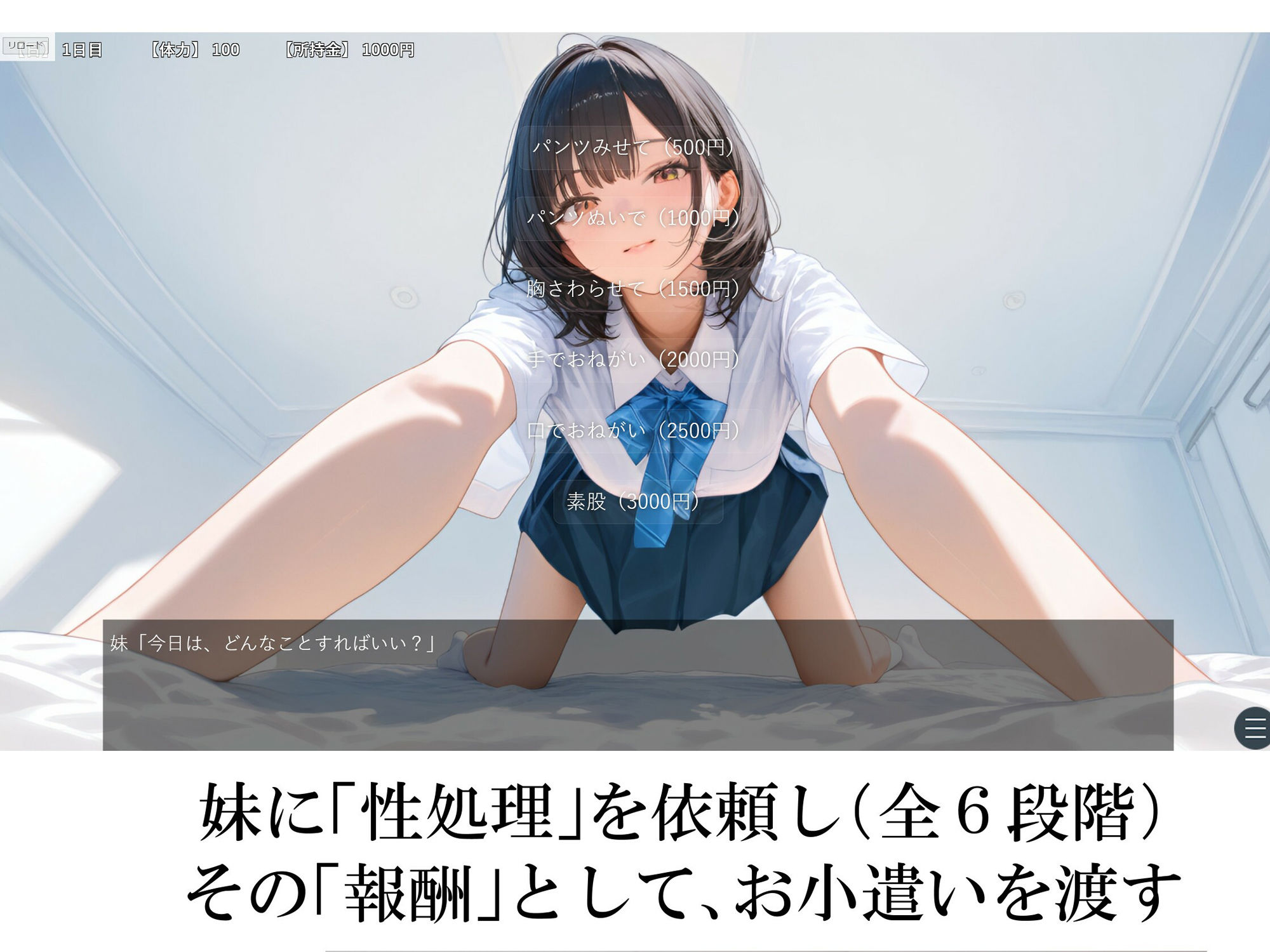 兄の性欲処理でお小遣いを稼ぐ妹【ゲーム版】