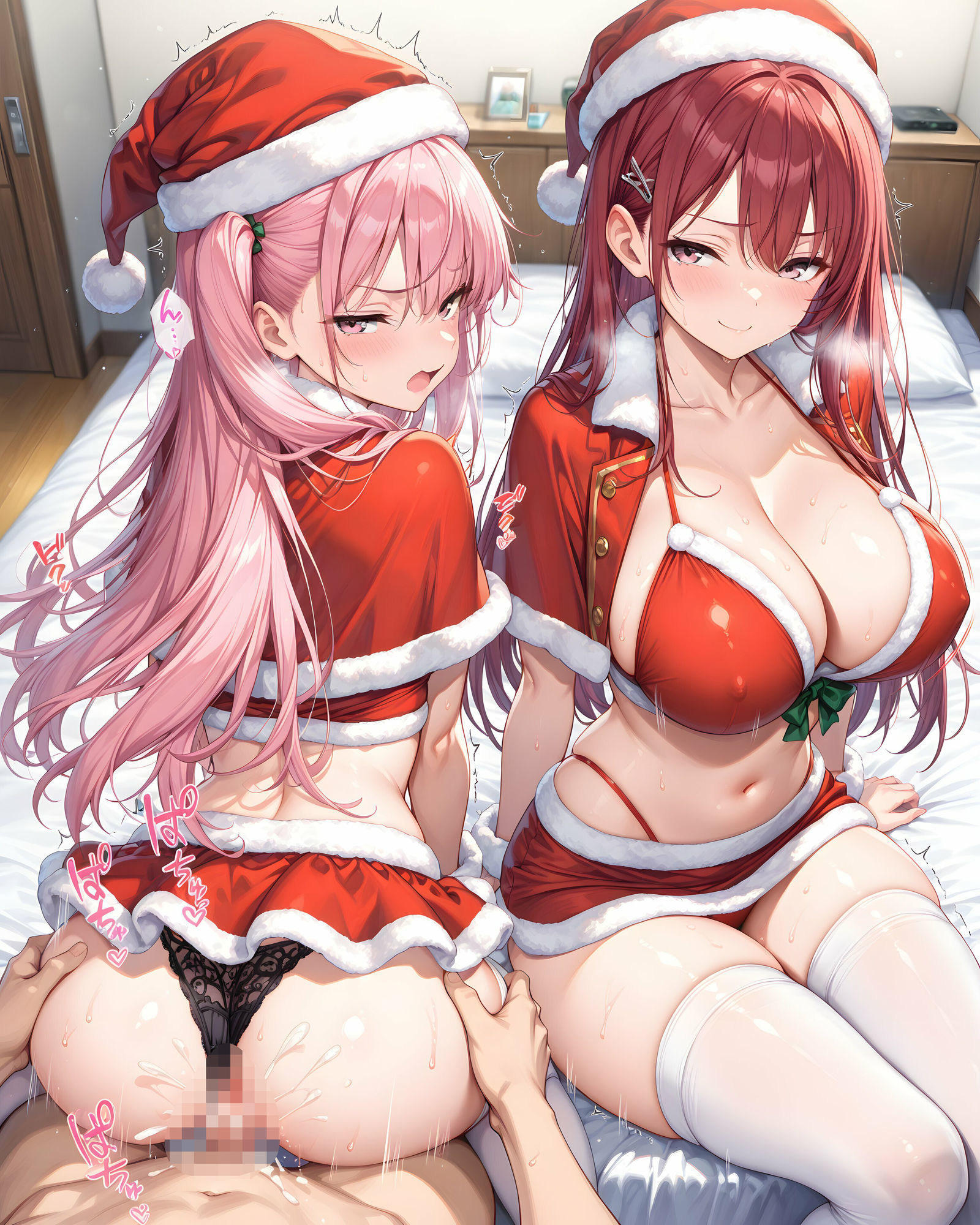 超ミニスカサンタ娘〜パンツ丸見えのサンタ娘達にセクハラしたり、ぶっかけたり、チ〇ポのお世話してもらうイラスト集〜
