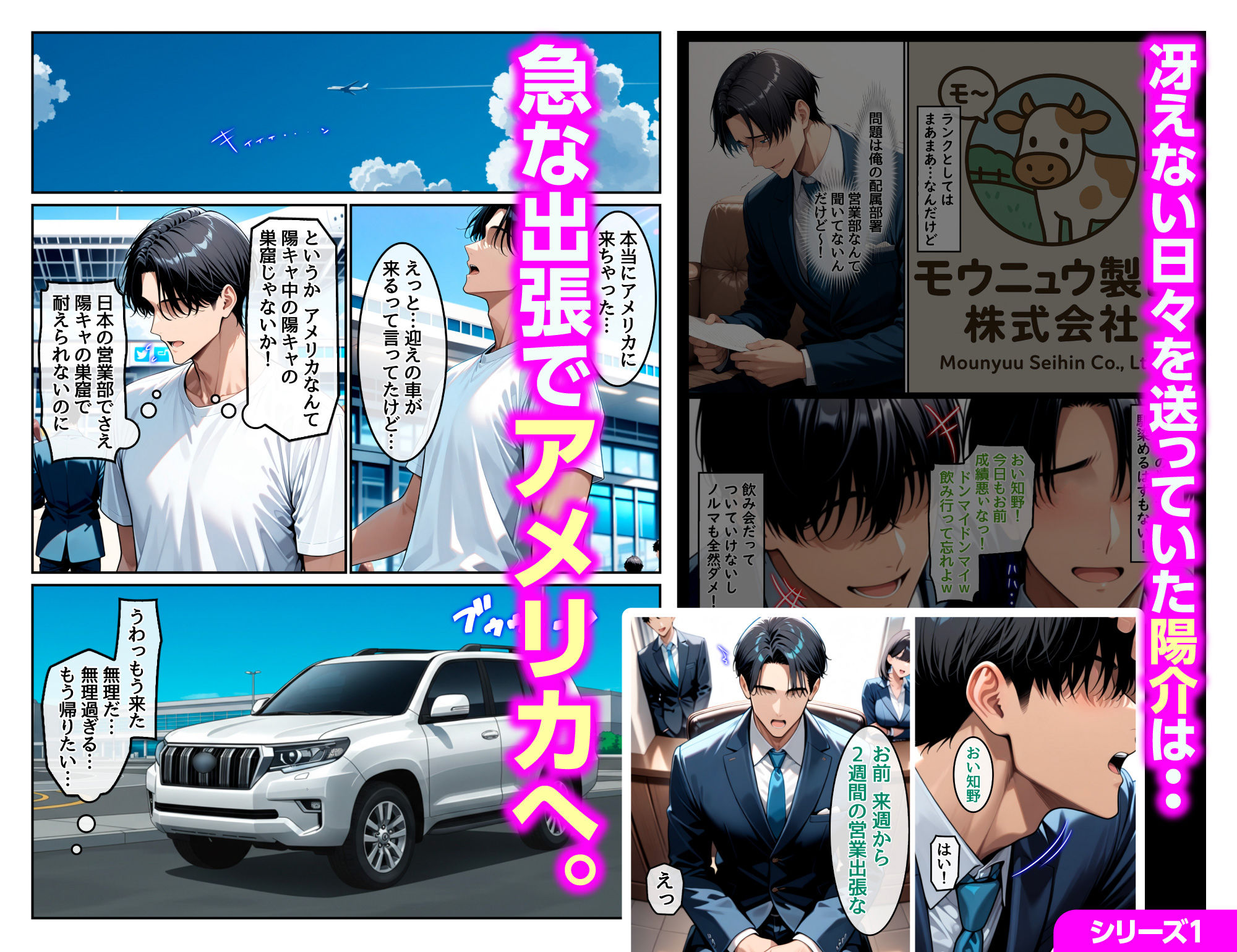 【総集編】ホームステイ先の爆乳ブロンド美女に雌牛コスで誘惑されてイチャラブ種付け生活