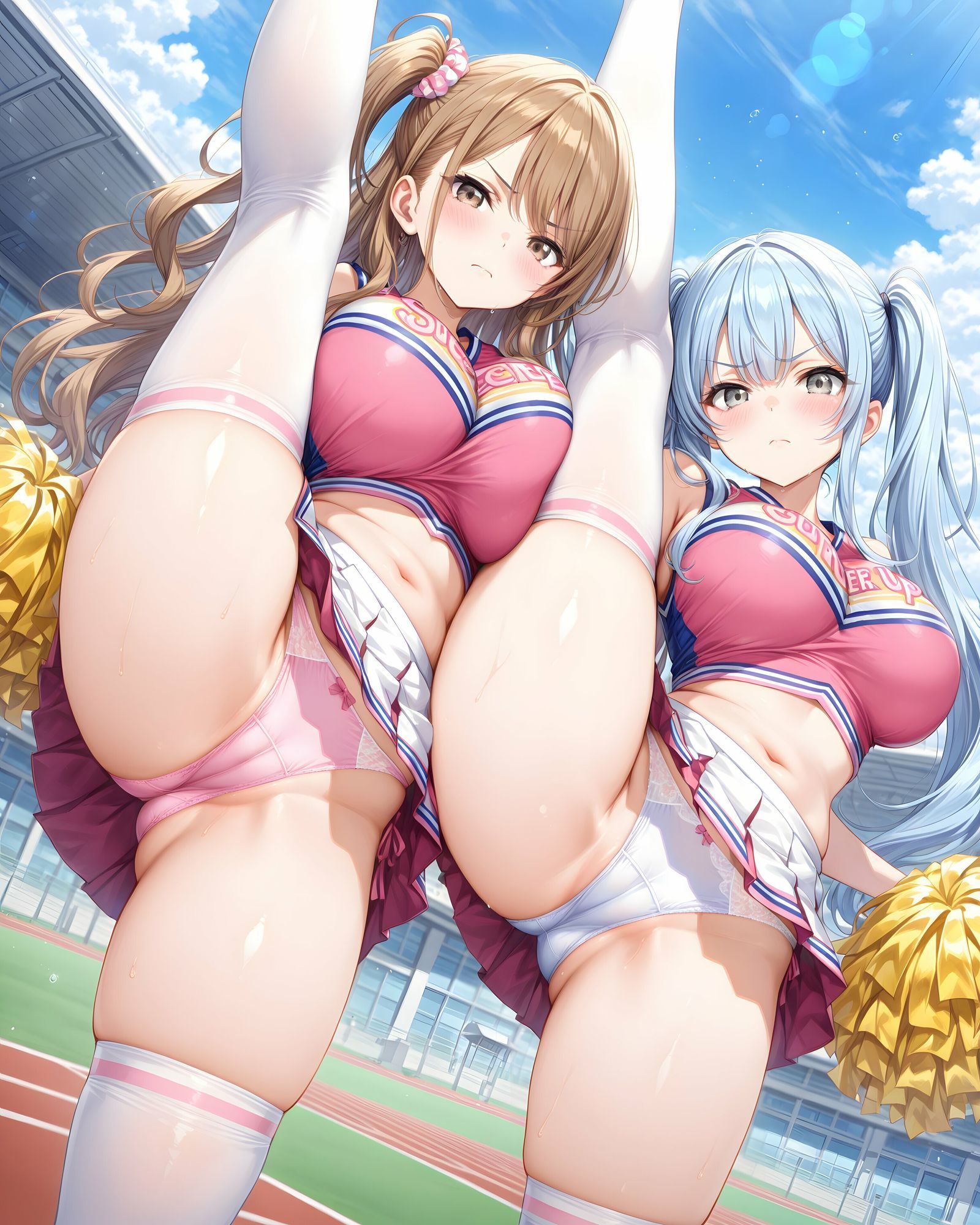 超ミニスカチア部〜パンツ丸見えのチアガール達にセクハラしたり、ぶっかけたり、チ〇ポのお世話してもらうイラスト集〜