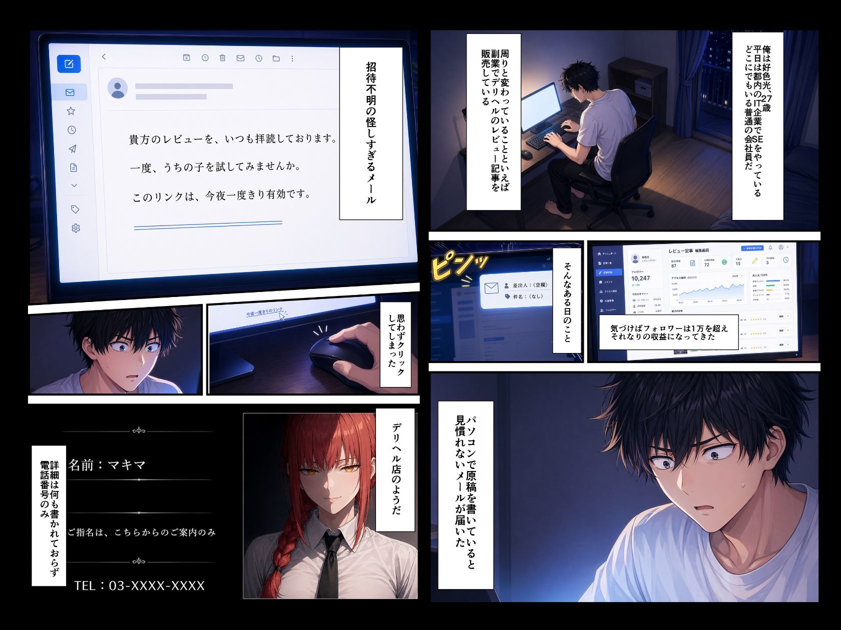 アニメデリヘル マキ◯編 〜赤髪ロングのS系お姉さんデリヘル嬢と朝まで生セックス〜