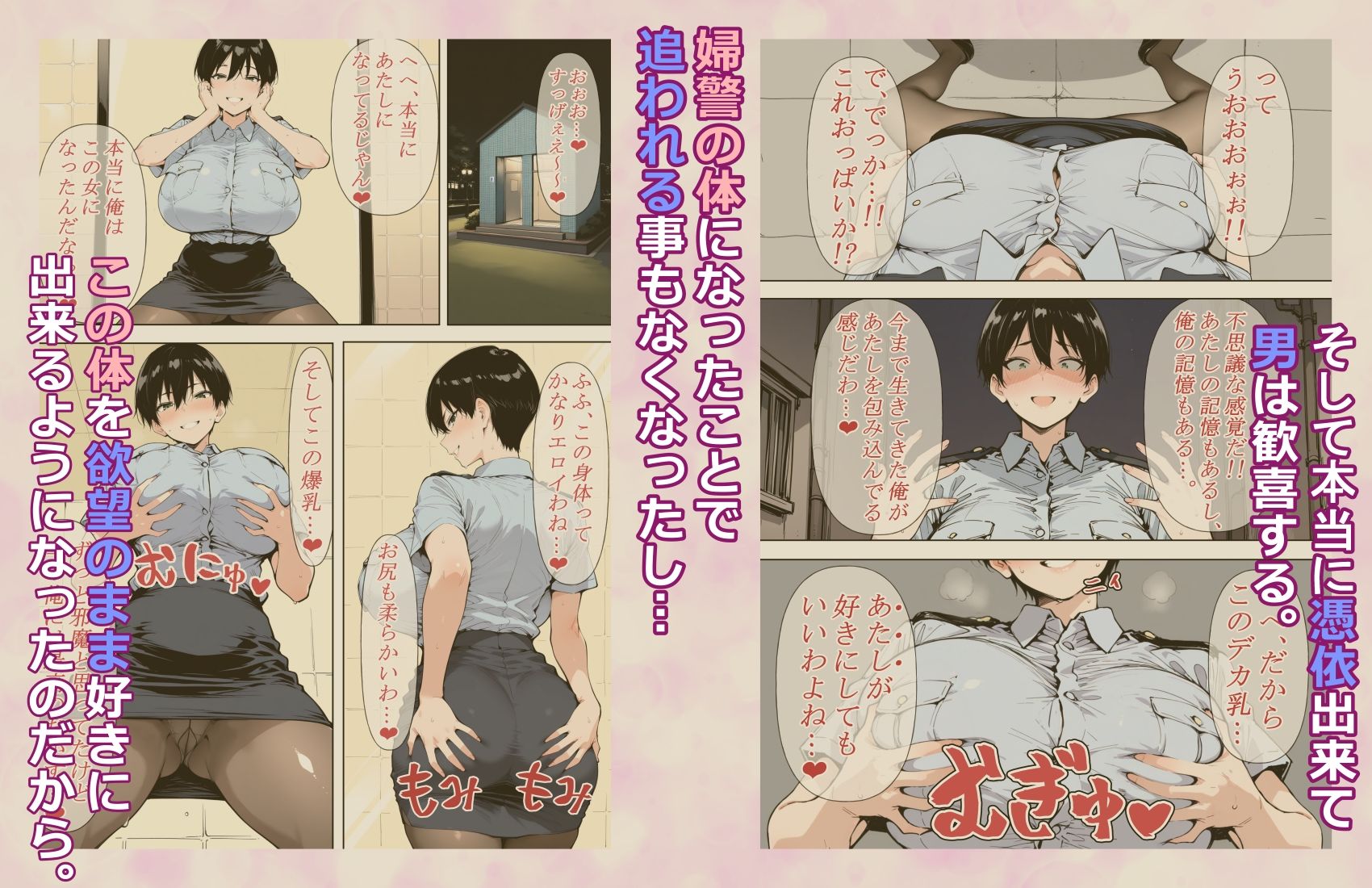 巨乳婦警さんに憑依したのでオナってセクハラして後輩とレズセする！！