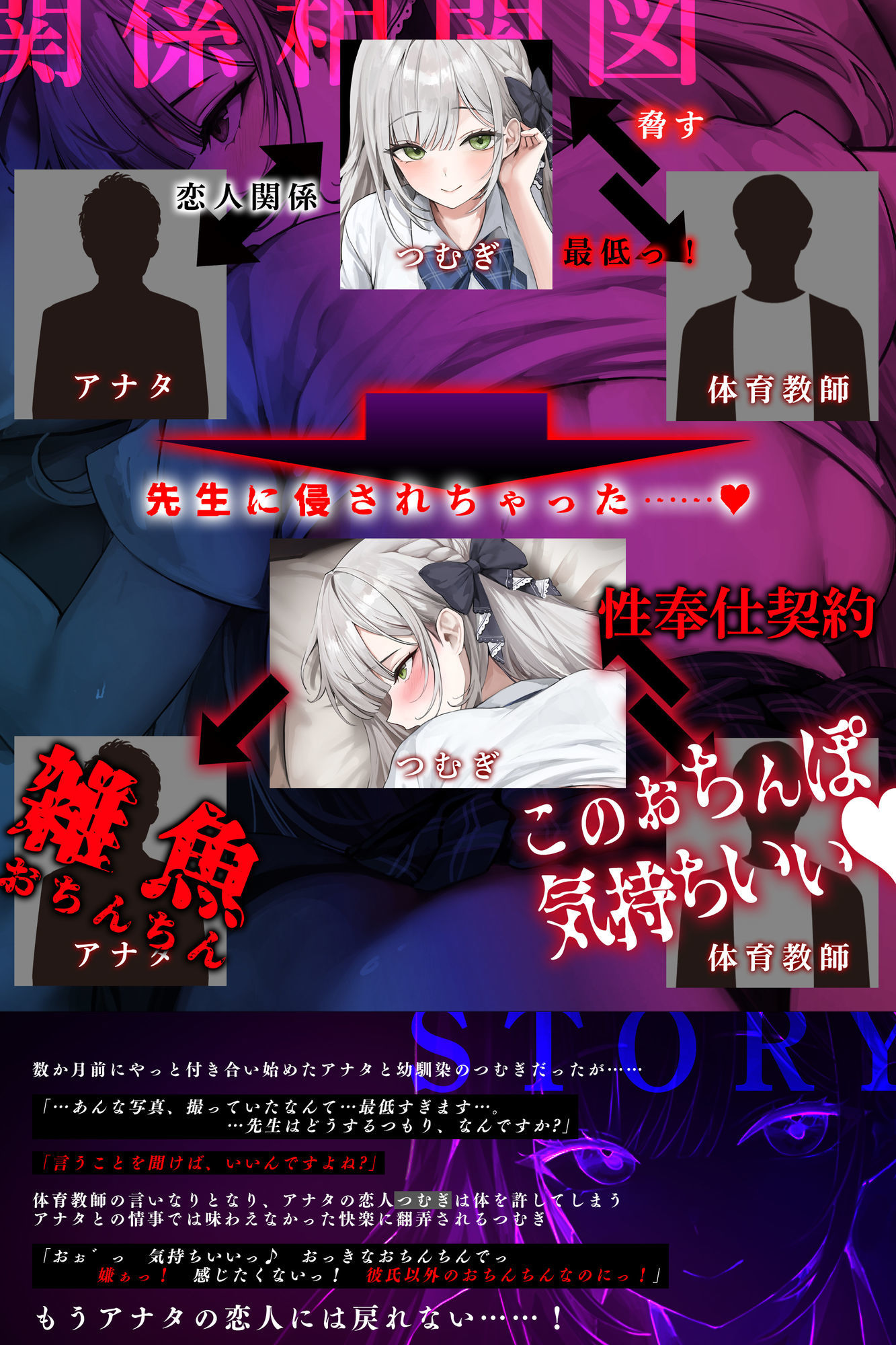 【汚喘ぎ】幼馴染カノジョJKの寝取られ報告【轟音オホ声】  〜体育教師に弱みを握られた恋人は性奉仕契約を迫られ、そして…〜