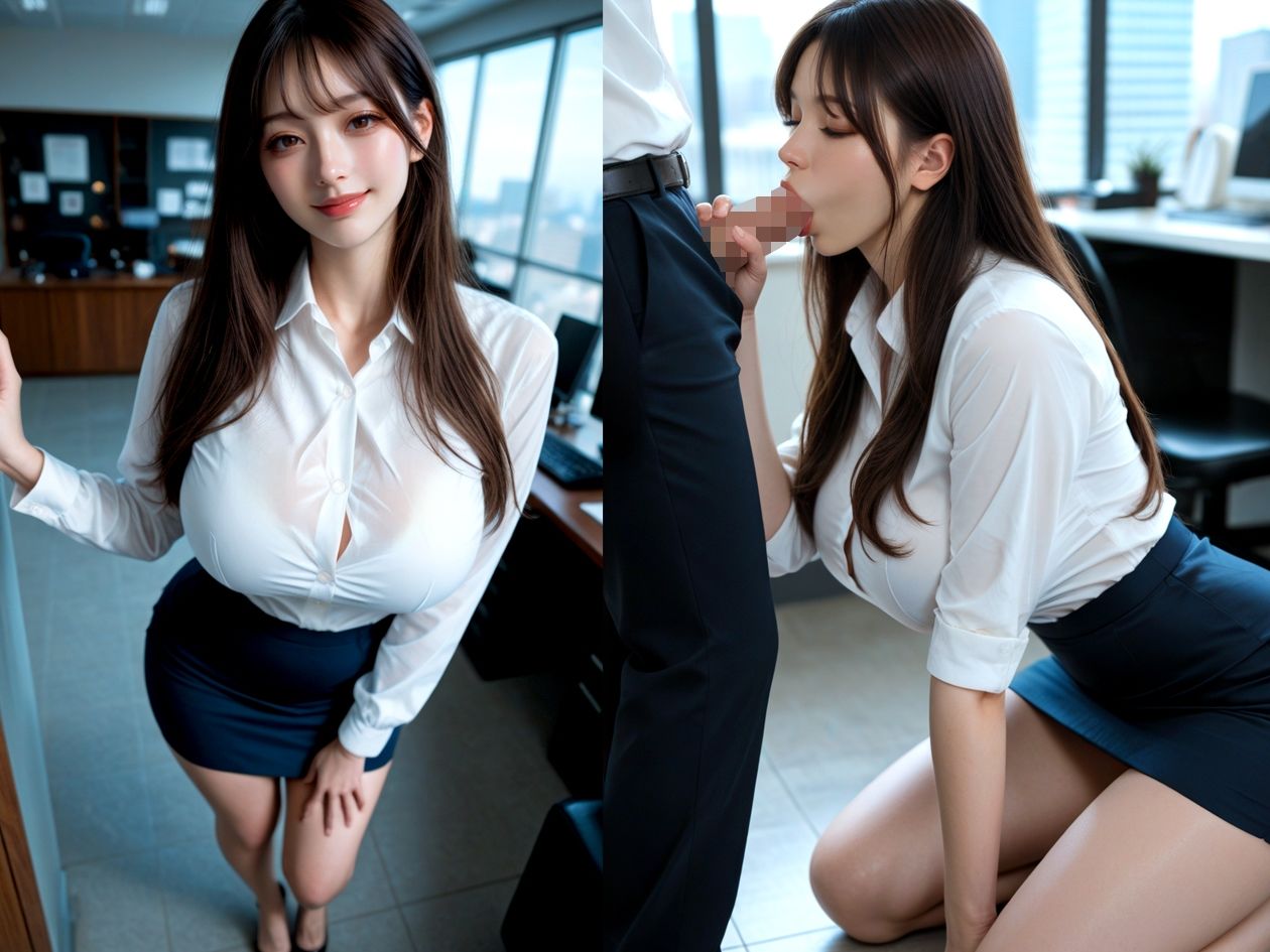 【AIのAV動画】巨乳OL オフィスでOL2人と着衣性交