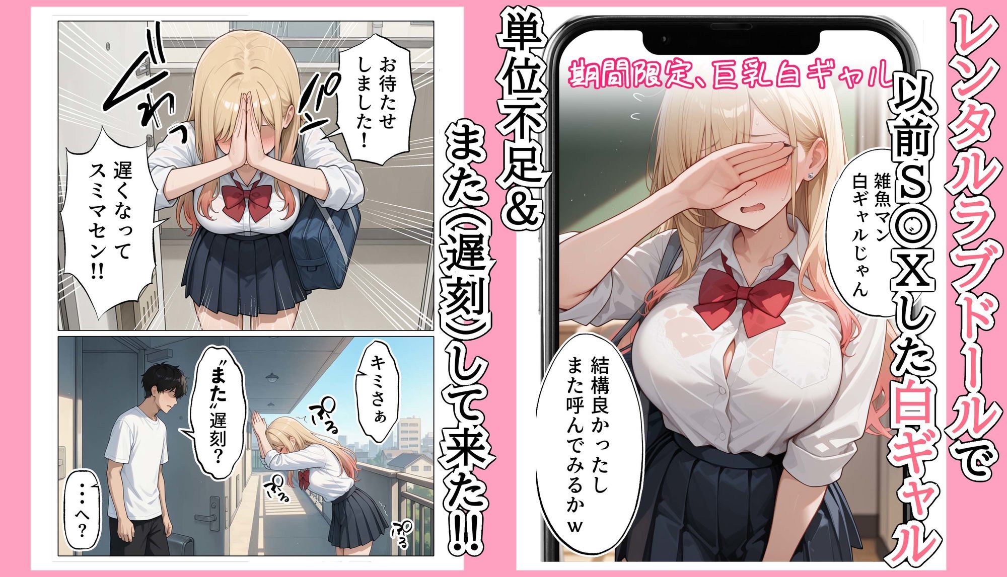 【続編:白ギャルJK2】ラブドール頼んだら、白ギャルJKが来た