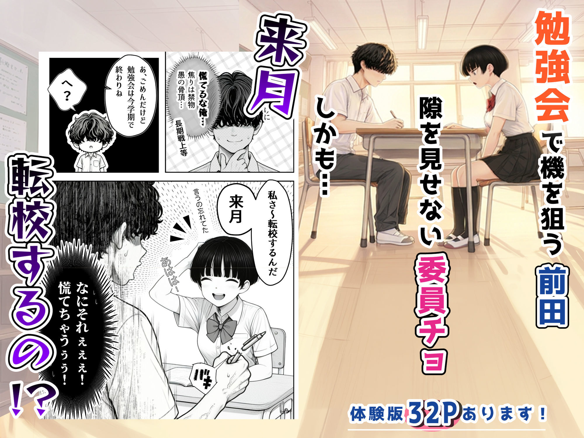 真面目でうるさい委員チョ〜の弱みを握ったヤリチンが1カ月限定恋人ごっこでHまでもっていく話