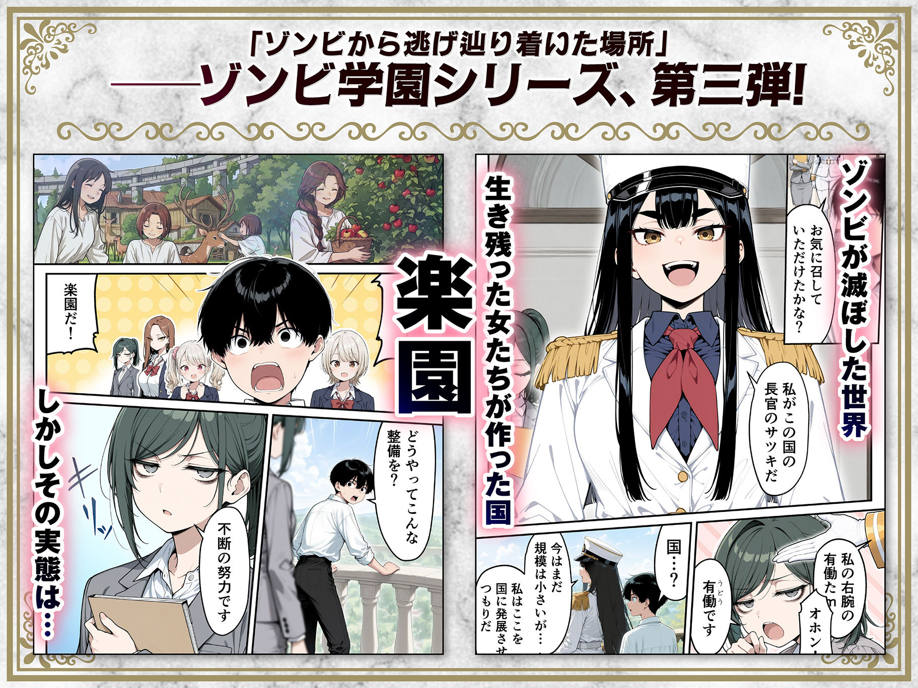 太眉おっぱい長官と貧乳ジト目副官にワクチンポな僕が搾精部屋へ閉じ込められる話