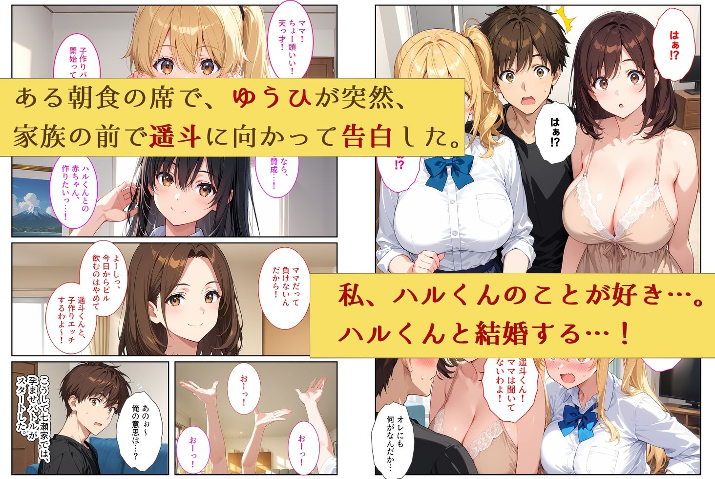 養子になったら爆乳義母と双子義妹に誘惑されて中出しセックスしています！〜孕ませバトル編〜