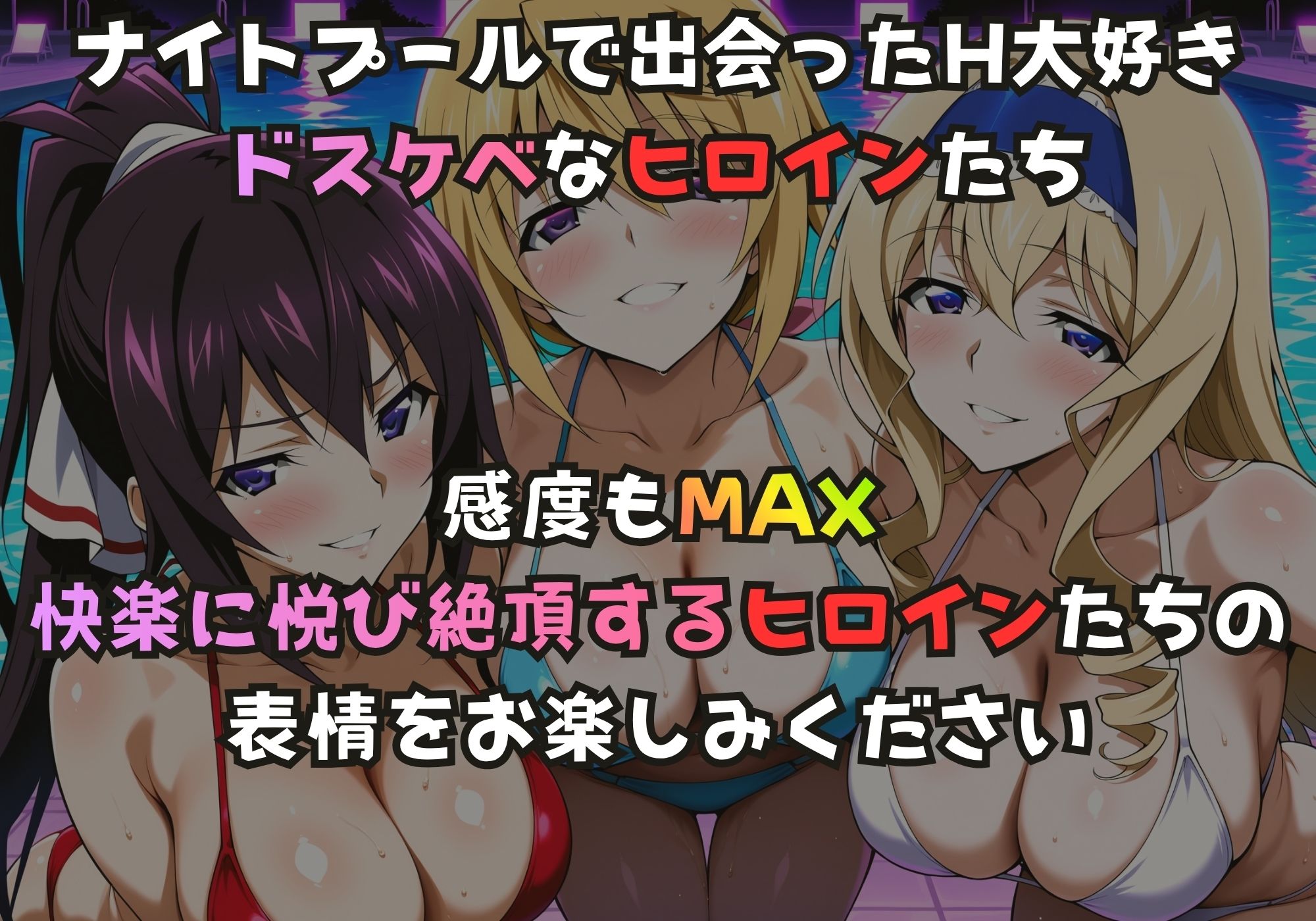 ナイトプールでガンギマるドスケベヒロイン 篠ノ〇箒＆シャル〇ット＆セシ〇ア