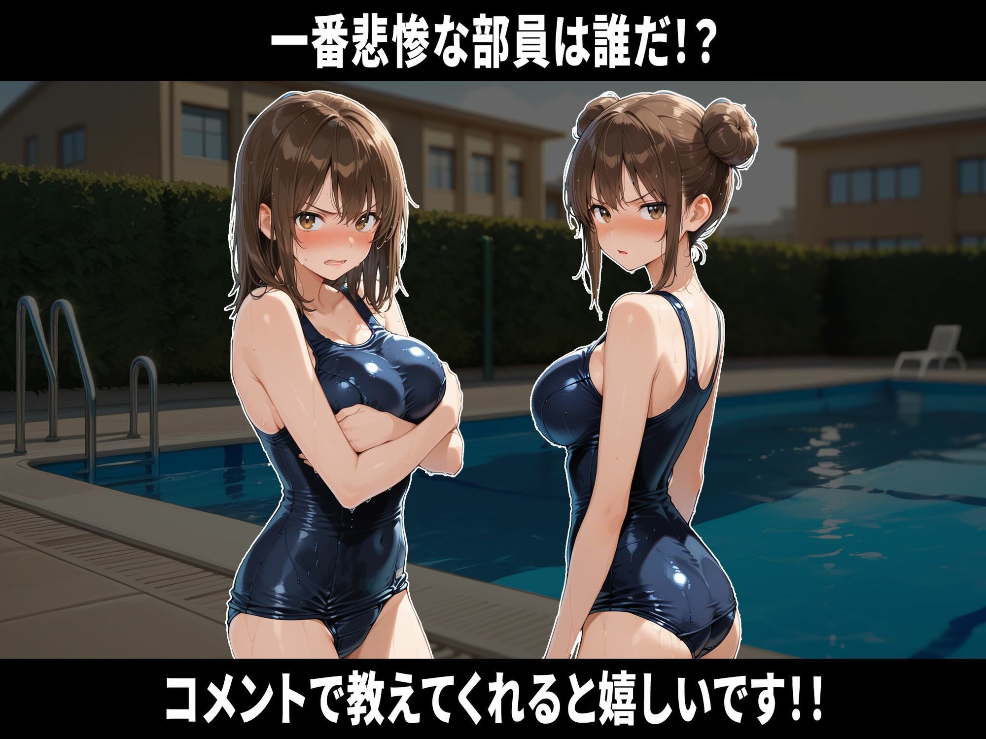 巨乳水泳部員26人高額水道代をカンパしてもらう代わりに学園の肉便器になる 即堕ち3コマ