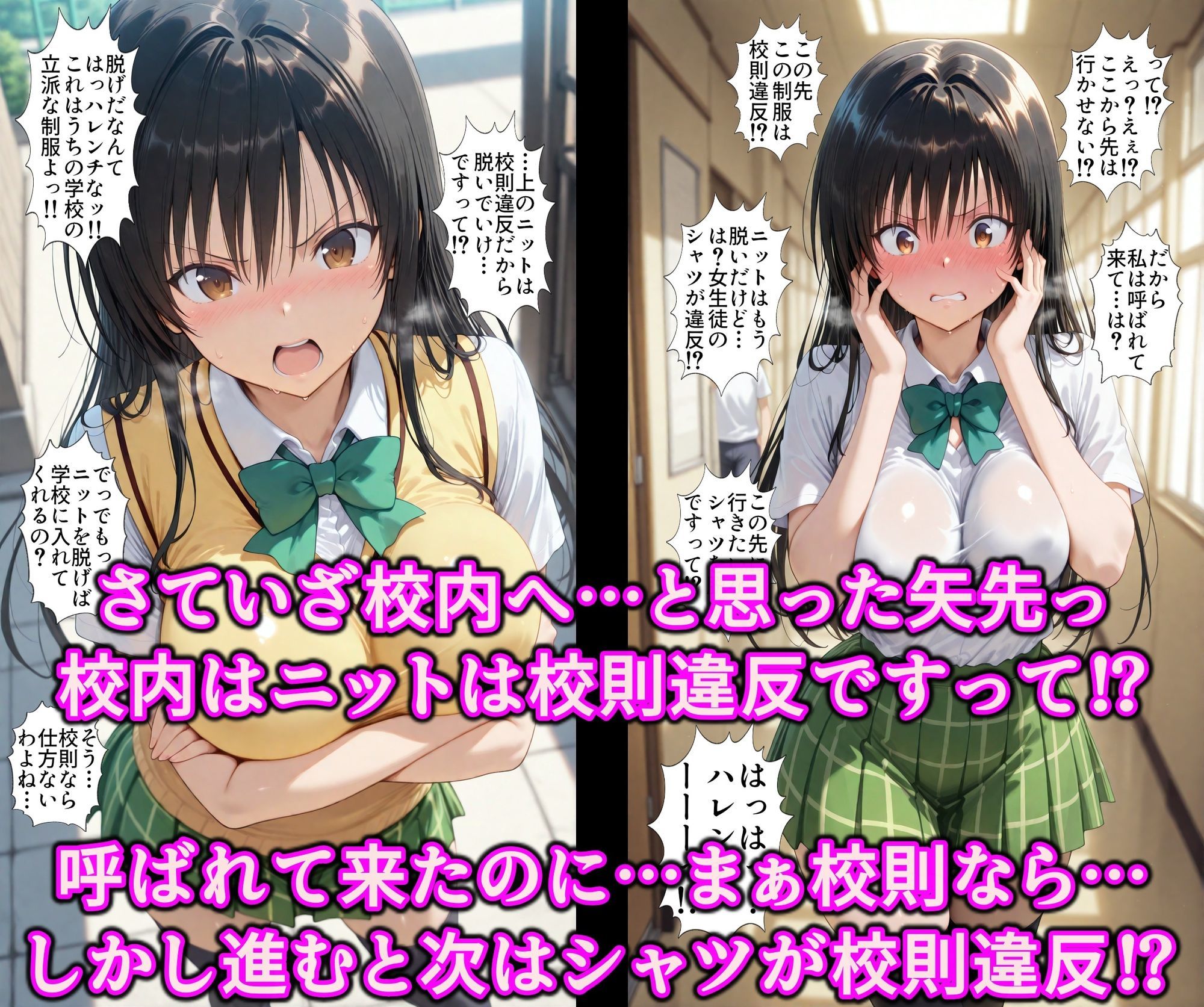 いいなり女学院で学ぶドスケベ風紀！！ハレンチ校則で服従エロ堕ち風紀委員♪友達と一緒に種付け志望の淫乱まんこ