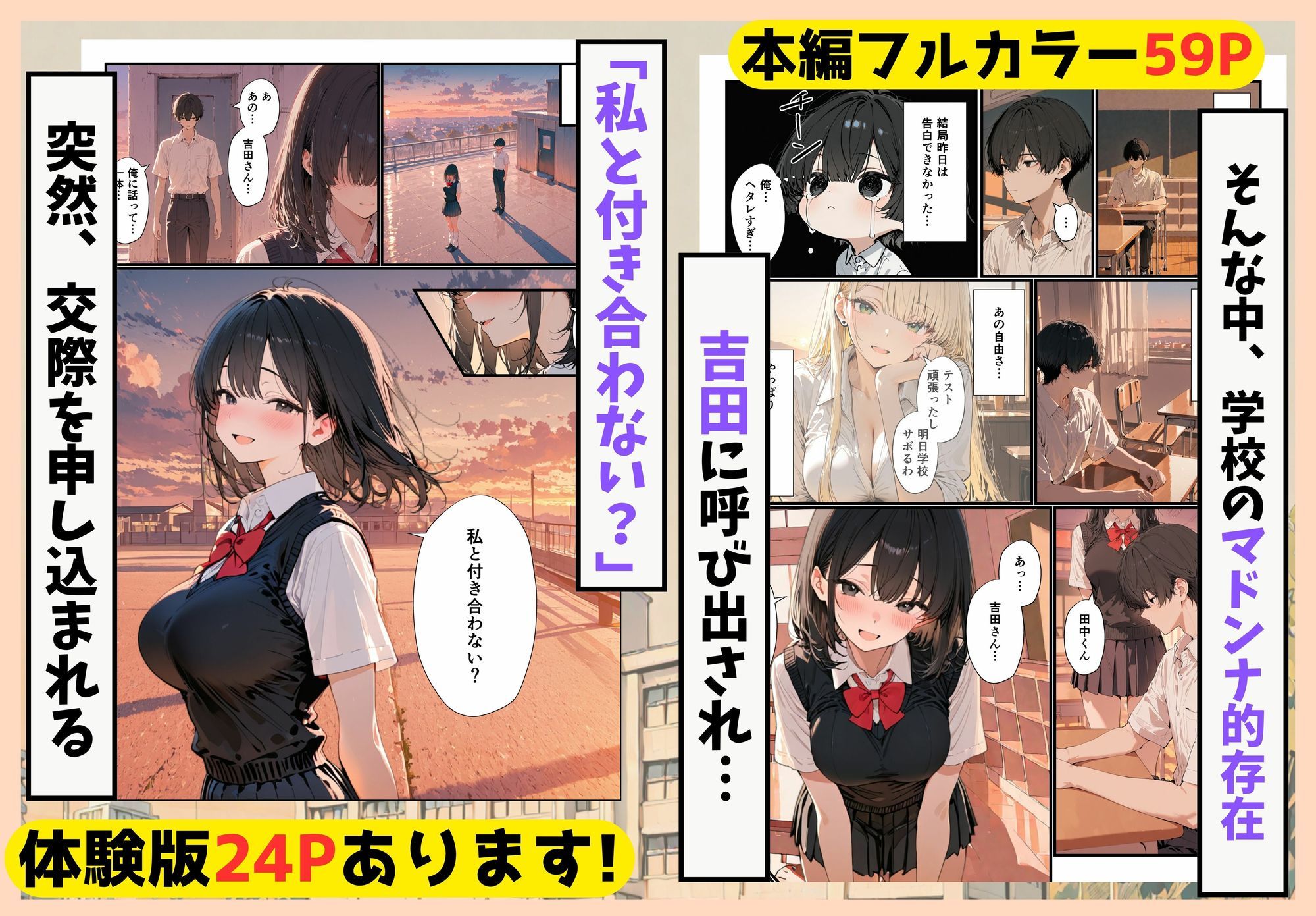 隣の席のギャルのことが好きなのに、巨乳の同級生が誘惑してくる