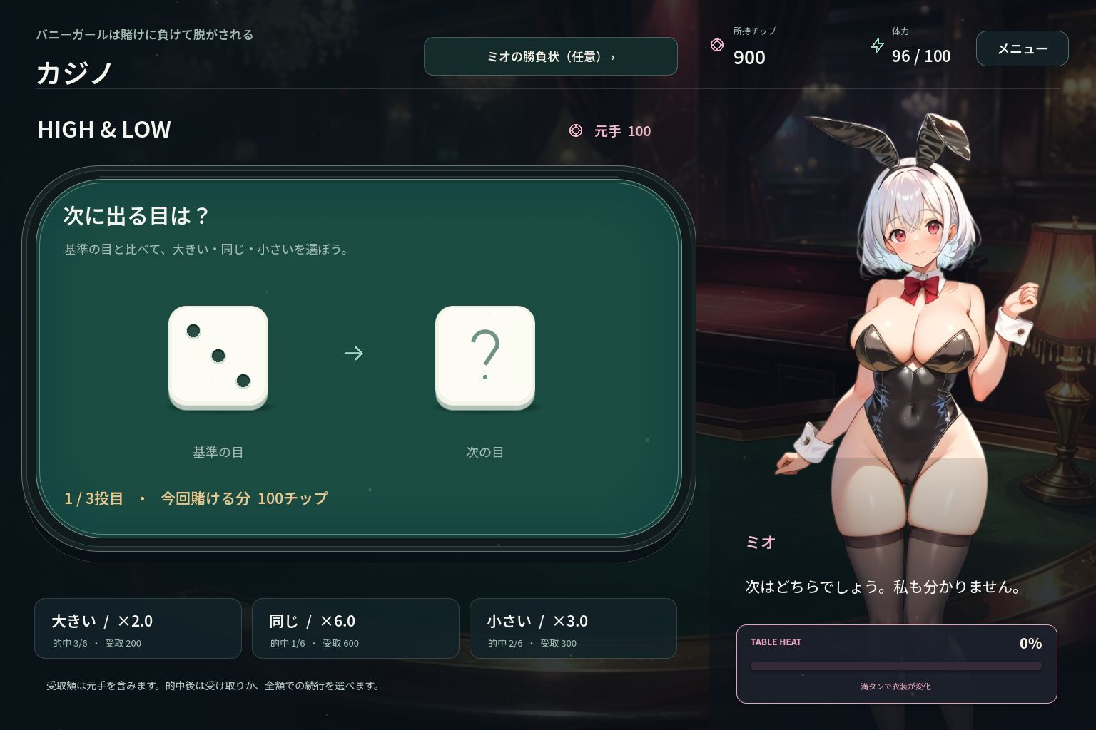 バニーガールは賭けに負けて脱がされる